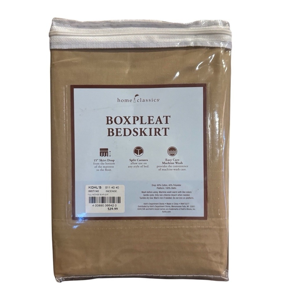 Home classics Boxpleat Bedskirt Tan Full Size New In Package